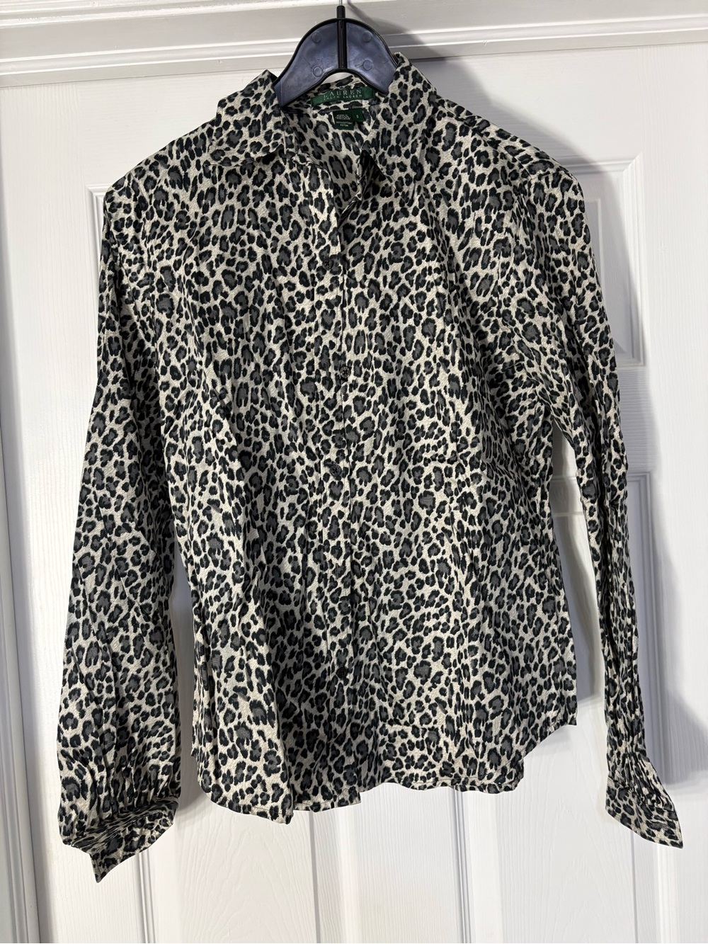 Ralph Lauren Black & White Leopard Button-Down Shirt